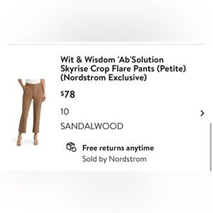 Wit & Wisdom Sandalwood Crop Flare Trousers